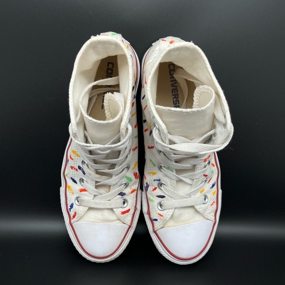 Converse Chuck Taylor All Star High  White Paint Splatter Shoes M7650 Women's 7 - Picture 4 of 10